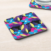 シックカラフルフローラ&ドットパター葉ン付き コースター (左側)