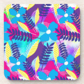 シックカラフルフローラ&ドットパター葉ン付き コースター (正面)