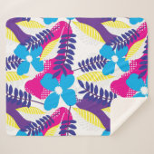 シックカラフルフローラ&ドットパター葉ン付き シェルパブランケット (正面(横))