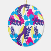 シックカラフルフローラ&ドットパター葉ン付き セラミックオーナメント (左)