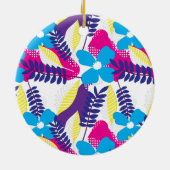 シックカラフルフローラ&ドットパター葉ン付き セラミックオーナメント (裏面)