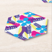 シックカラフルフローラ&ドットパター葉ン付き ペーパーコースター (アングル)