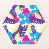 シックカラフルフローラ&ドットパター葉ン付き ペーパーコースター (正面)