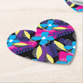 シックカラフルフローラ&ドットパター葉ン付き ペーパーコースター (アングル)