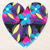 シックカラフルフローラ&ドットパター葉ン付き ペーパーコースター (正面)