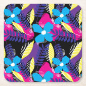 シックカラフルフローラ&ドットパター葉ン付き ペーパーコースター (正面)