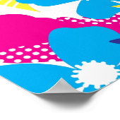 シックカラフルフローラ&ドットパター葉ン付き ポスター (角)