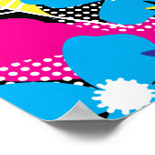 シックカラフルフローラ&ドットパター葉ン付き ポスター (角)