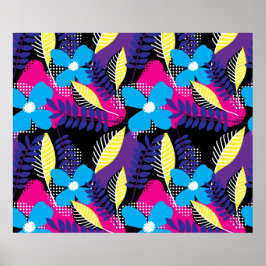 シックカラフルフローラ&ドットパター葉ン付き ポスター