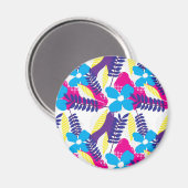 シックカラフルフローラ&ドットパター葉ン付き マグネット (正面/裏面)