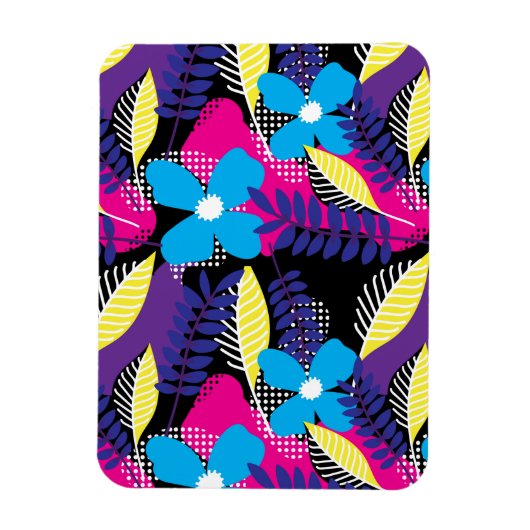 シックカラフルフローラ&ドットパター葉ン付き マグネット (縦)