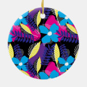 シックカラフルフローラ&ドットパター葉ンCer セラミックオーナメント (裏面)