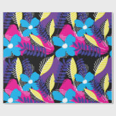 シックカラフルフローラ&ドットパター葉ンWra ラッピングペーパー (フラット)