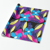 シックカラフルフローラ&ドットパター葉ンWra ラッピングペーパー (アンロールド)