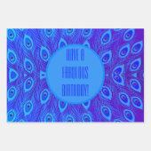 シックカラフルブルーティール(緑がかった色)孔雀フェザーカスタム ラッピングペーパーシート (正面2)