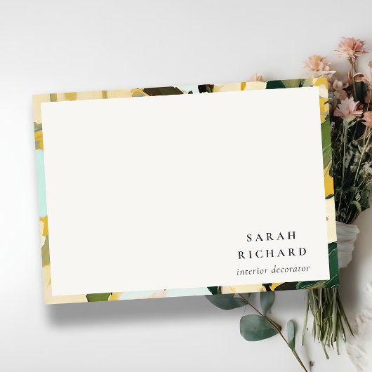シックカラフルボホイエローオークル絵を描フローラ ノートカード
