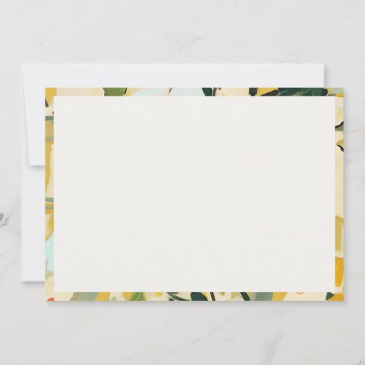 シックカラフルボホイエローオークル絵を描フローラ ノートカード (裏面)