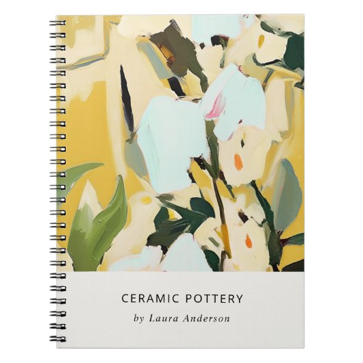シックカラフルボホイエローオークル絵を描フローラ ノートブック (正面)
