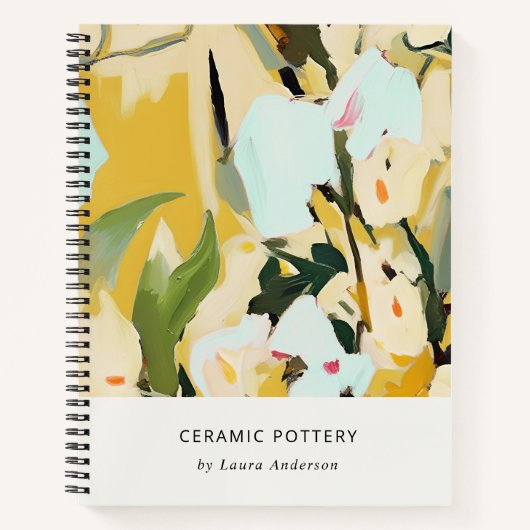 シックカラフルボホイエローオークル絵を描フローラ ノートブック (正面)