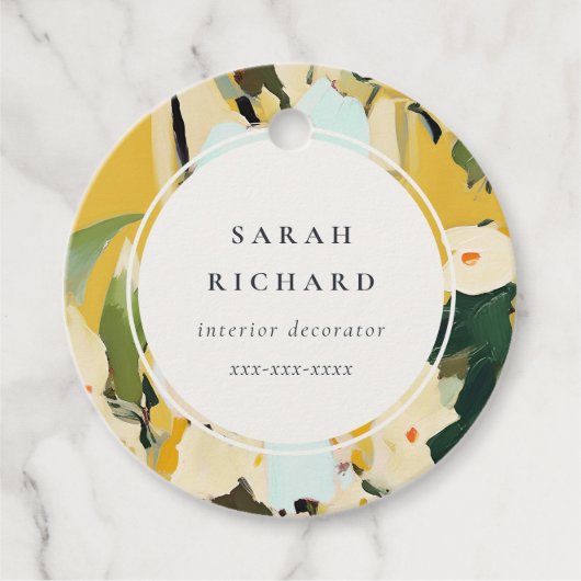 シックカラフルボホイエローオークル絵を描フローラ フェイバータグ (正面)