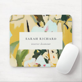 シックカラフルボホイエローオークル絵を描フローラ マウスパッド