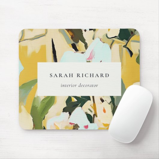 シックカラフルボホイエローオークル絵を描フローラ マウスパッド (マウス)