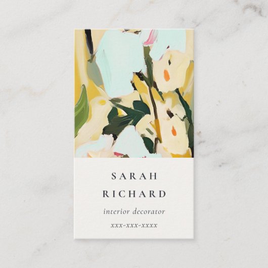 シックカラフルボホイエローオークル絵を描フローラ 名刺 (正面)