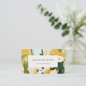 シックカラフルボホイエローオークル絵を描フローラ 名刺 (スタンド正面)