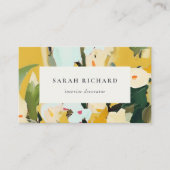 シックカラフルボホイエローオークル絵を描フローラ 名刺 (正面)