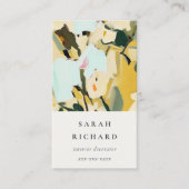 シックカラフルボホイエローオークル絵を描フローラ 名刺 (正面)