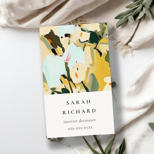 シックカラフルボホイエローオークル絵を描フローラ 名刺