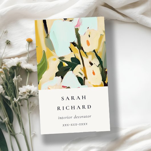 シックカラフルボホイエローオークル絵を描フローラ 名刺