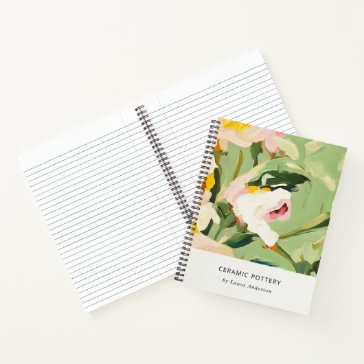 シックカラフルボホグリーンピ絵を描ンクフローラ ノートブック (内部)