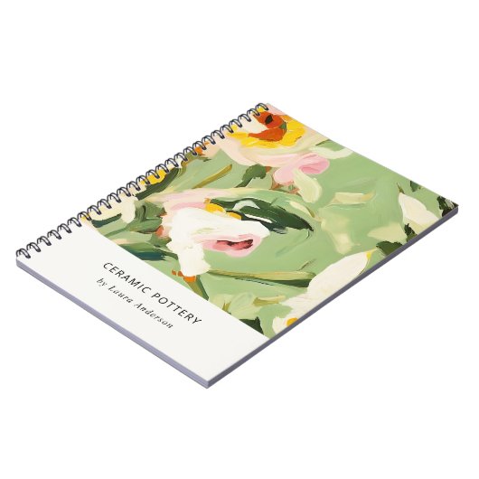 シックカラフルボホグリーンピ絵を描ンクフローラ ノートブック (左側)