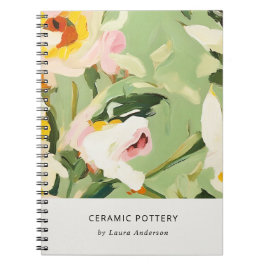 シックカラフルボホグリーンピ絵を描ンクフローラ ノートブック