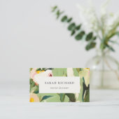 シックカラフルボホグリーンピ絵を描ンクフローラ 名刺 (スタンド正面)