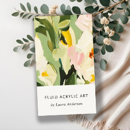 シックカラフルボホグリーンピ絵を描ンクフローラ 名刺