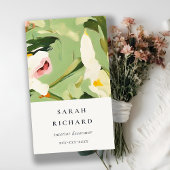 シックカラフルボホグリーンピ絵を描ンクフローラ 名刺