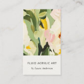 シックカラフルボホグリーンピ絵を描ンクフローラ 名刺 (正面)