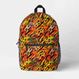 シックカラフルワイルドアニマルプリントレインボー色彩の鮮やかウ プリントバックパック