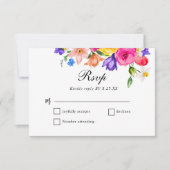 シックカラフルワイルドフラワーウェディングRSVPカード 出欠カード (正面)