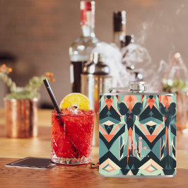 シックカラフル抽象芸術ストライプモノグラム フラスク