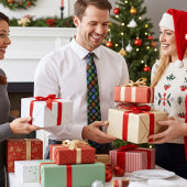 シックカラフル抽象芸術ポインセチア花ホリデイ ネクタイ