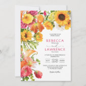シックカラフル春の花結婚式招待状 招待状 (正面)