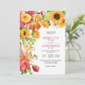 シックカラフル春の花結婚式招待状 招待状 (スタンド正面)