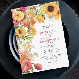 シックカラフル春の花結婚式招待状 招待状