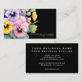 シックカラフル春パンジーブラックビジネスカード 名刺 (正面/裏面)