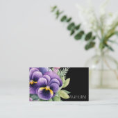 シックカラフル春パンジーブラックビジネスカード 名刺 (スタンド正面)