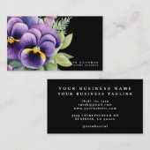 シックカラフル春パンジーブラックビジネスカード 名刺 (正面/裏面)