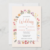 シックカラフル秋ワイルドフラワーアー結婚チのスクリプト 招待状 (正面)